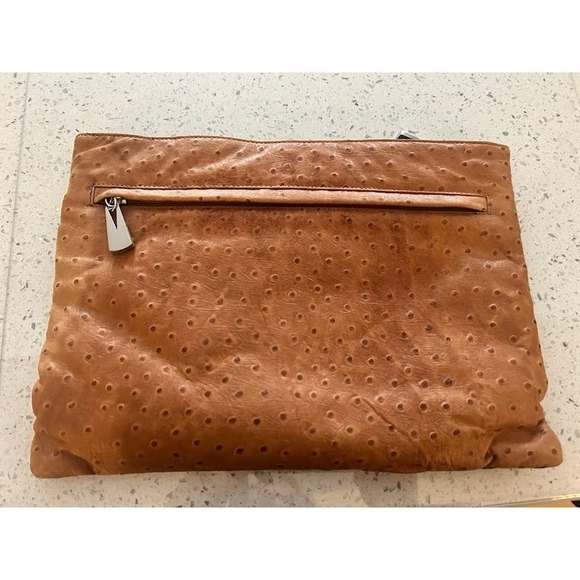 Liza Ganz Vintage Brown Ostrich and Snake Skin Clutch Evening Bag Avant Garde - Picture 3 of 8